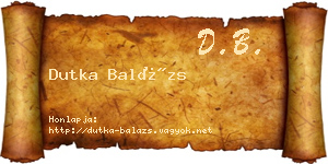 Dutka Balázs névjegykártya